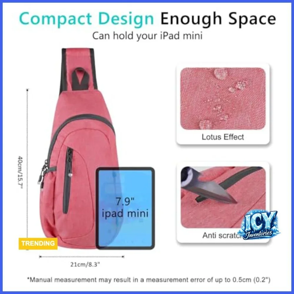 Lightweight Nylon Sling Bag, Crossbody Backpack for Sports and Outdoor